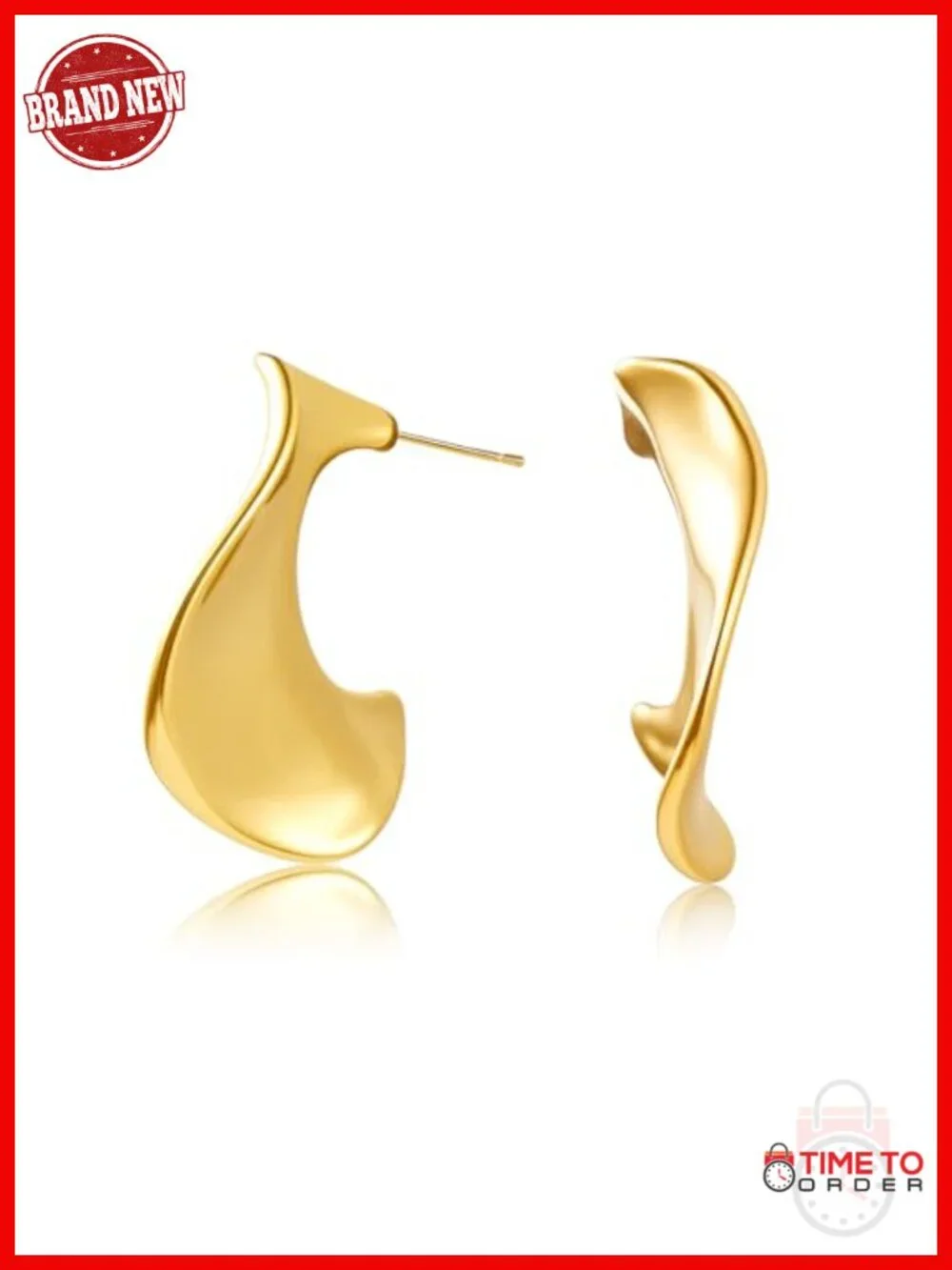 Irregular Half Hoop Earrings 18K Gold Plated S925 Silver Post Hypoallergenic